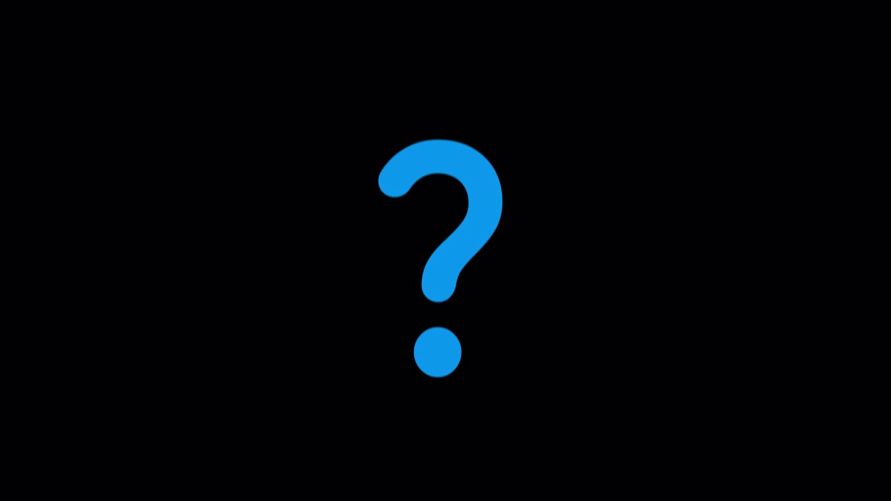 Blue Question Mark Appearing and Disappearing on Black Background