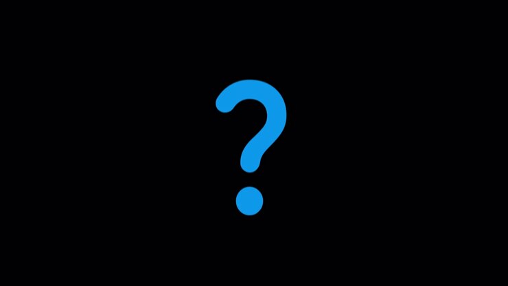 Blue Question Mark Appearing and Disappearing on Black Background