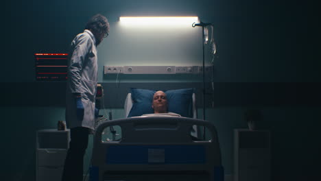 hospital patient and doctor in a medical setting