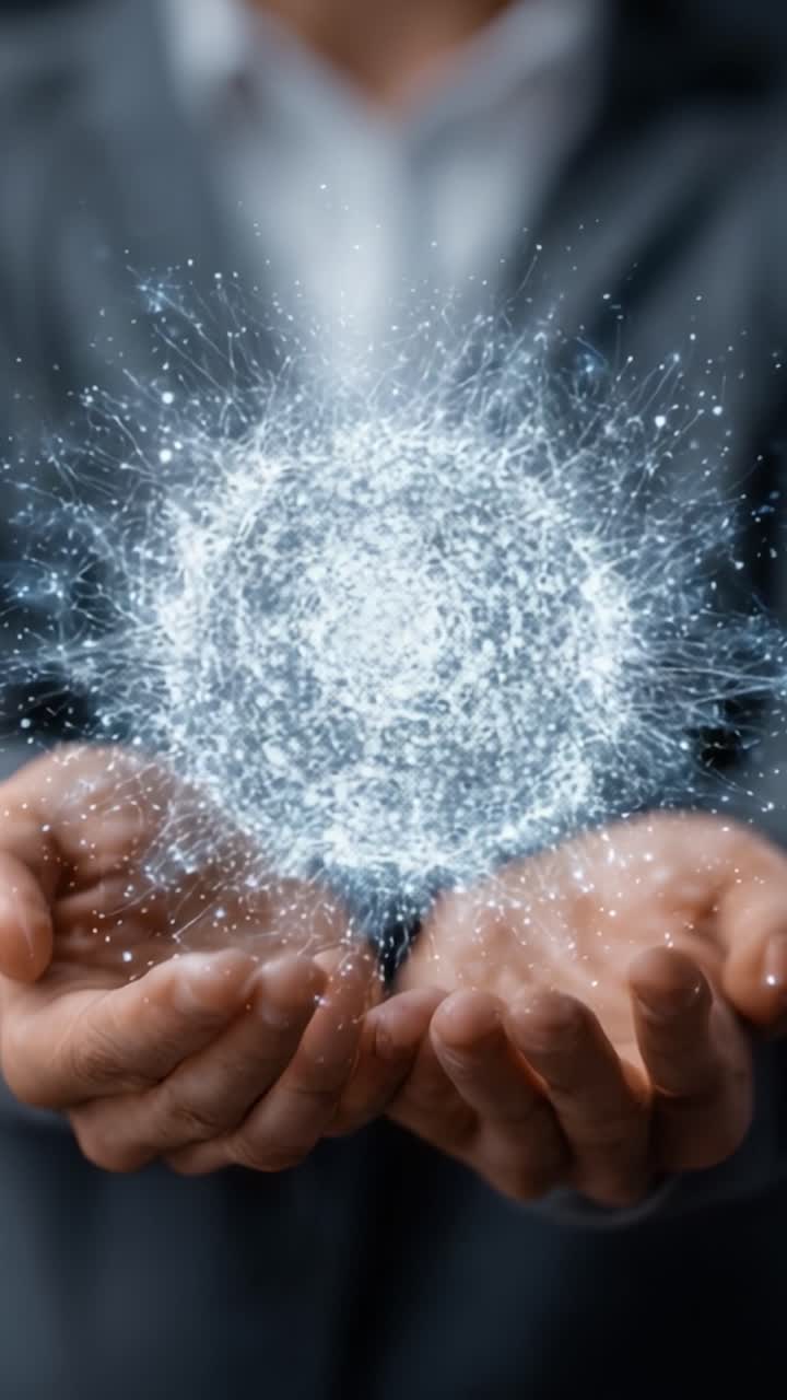 Uma Pessoa Segurando uma Esfera de Energia Brilhante em Suas Mãos, Simbolizando Poder e Potencial em um Contexto Abstrato e Místico