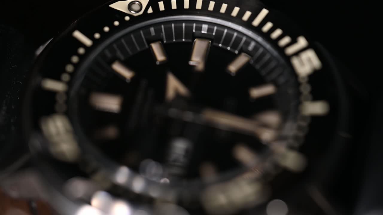 close-up of divers watch second hand movement