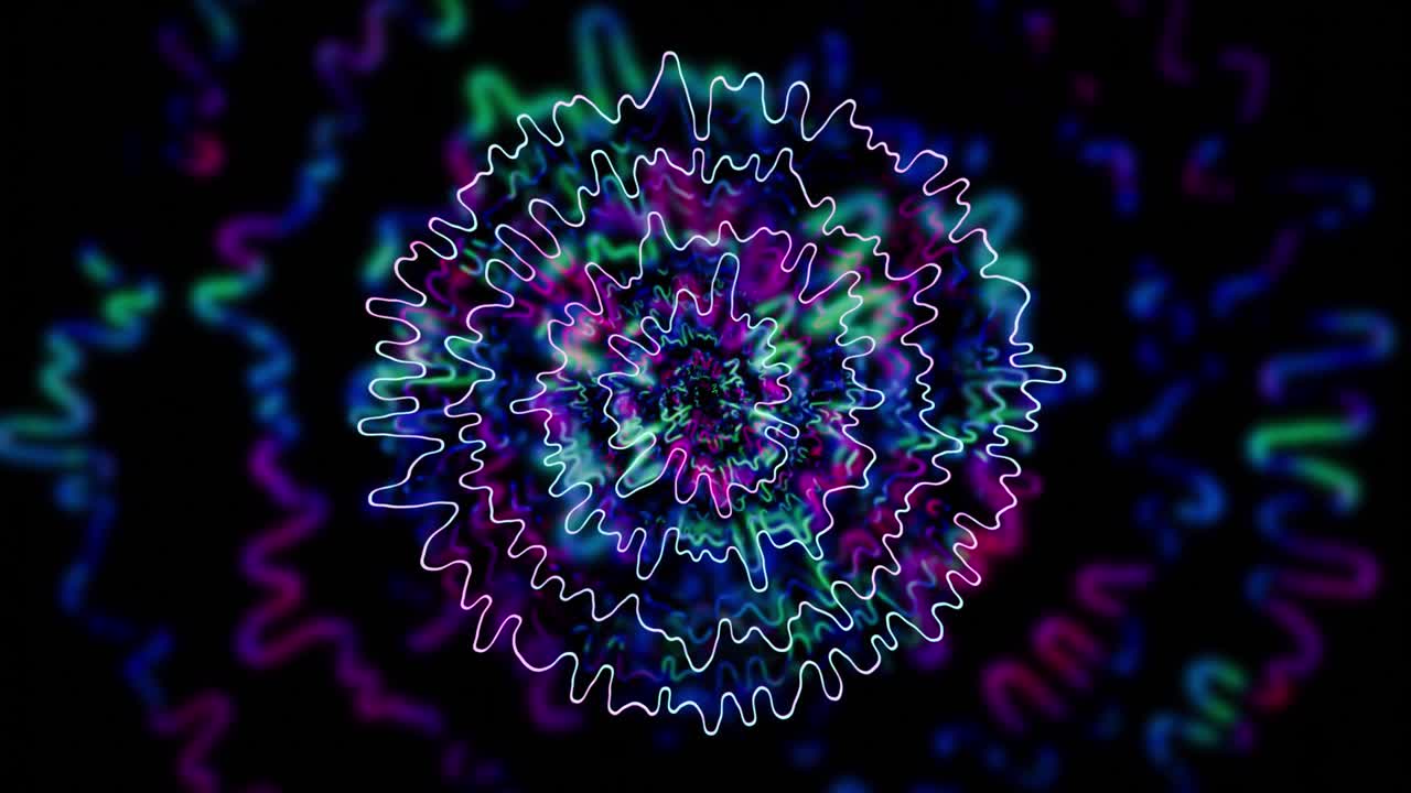 Sound wave neon Colorful Seamless Motion. Audio waveform. Technological 4K loop in neon Magenta and Green-Blue light effect color.