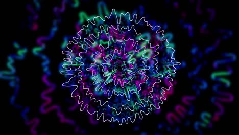 sound wave neon colorful seamless motion. audio waveform. technological 4k loop in neon magenta and green-blue light effect color.
