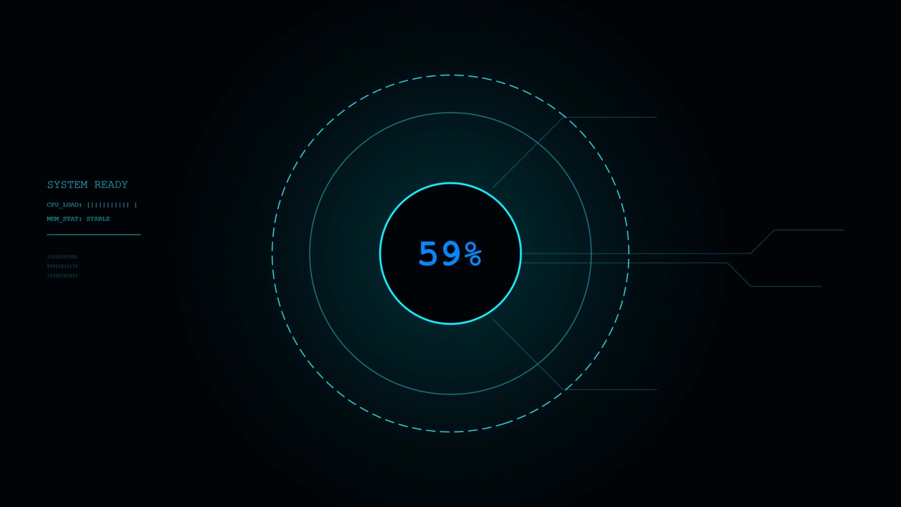 Digital Loading Progress Bar with Futuristic HUD Interface