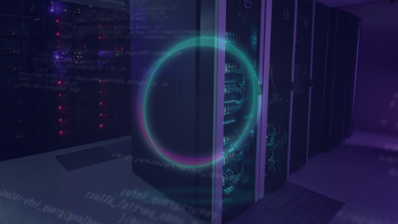 animación del procesamiento de datos a través de servidores informáticos