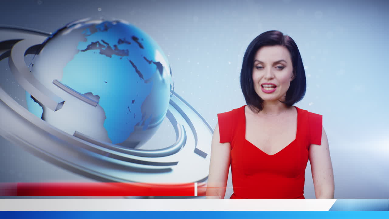 Woman TV Presenter Reporting Live News