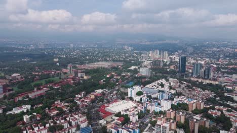 cloudy day drone shot of mexico city's south side