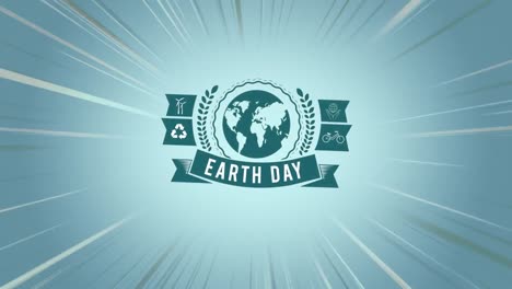 Animation-of-earth-day-and-globe-on-blue-background