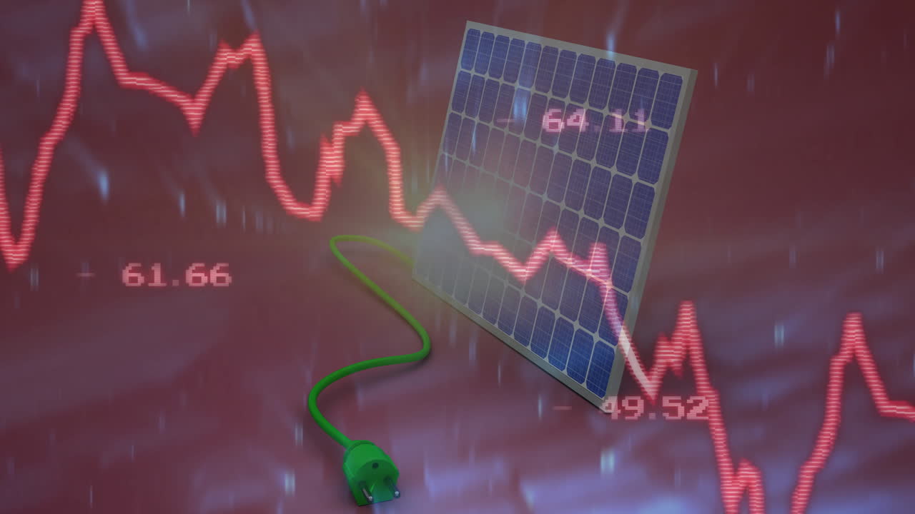 다이어그램 및 태양 전지 패널의 애니메이션 데이터 처리를 통해