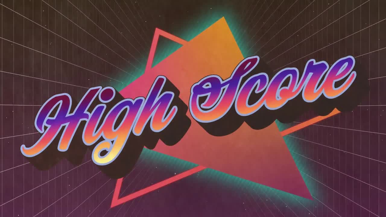 두 개의  ⁇ 색 그리드 위에 높은 점수 텍스트의 애니메이션