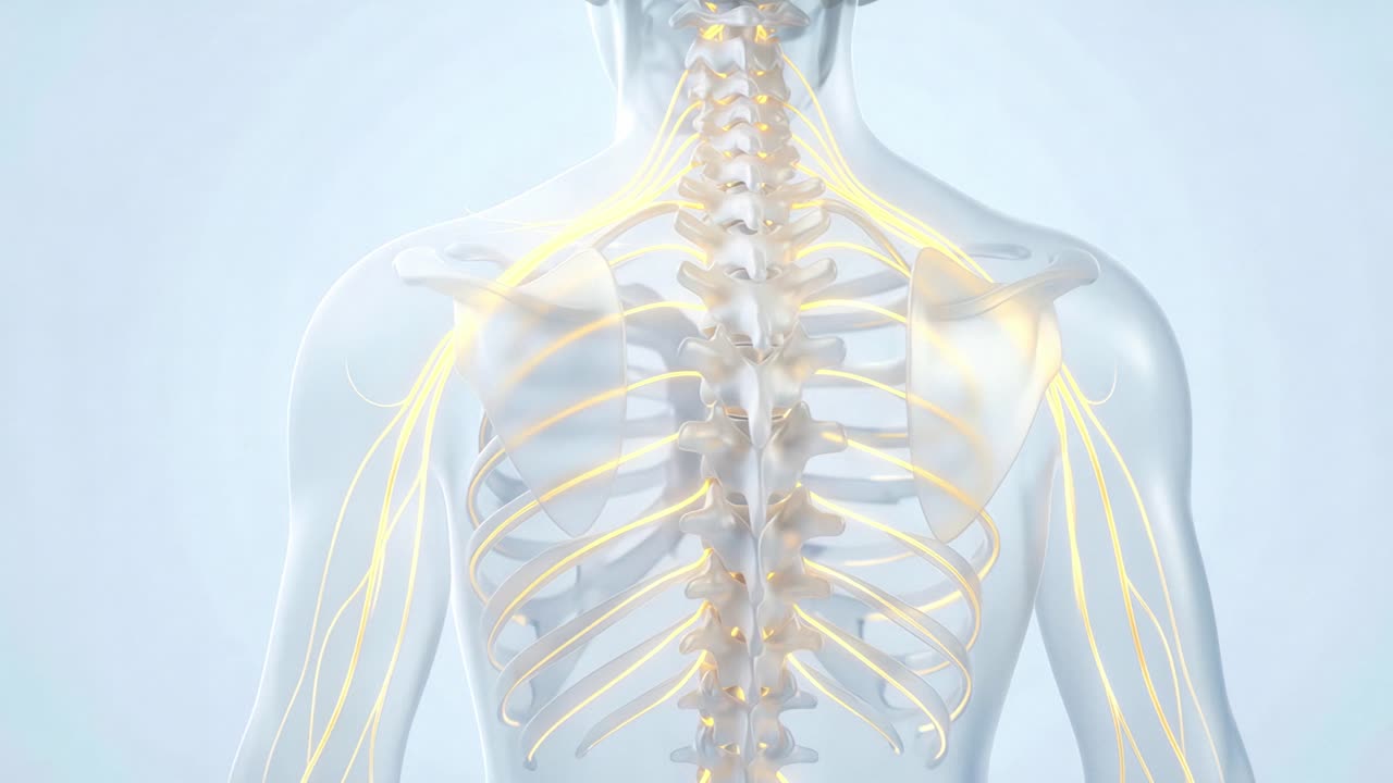 3D medisinsk animasjon av menneskets nervesystem og ryggrad