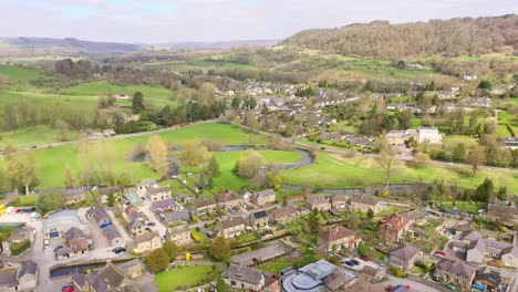 english country town and scenic winding river, bakewell, derbyshire