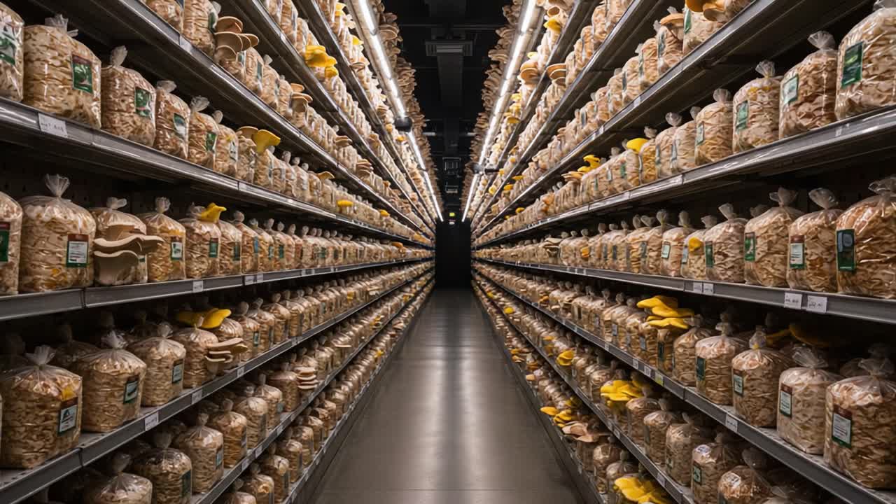 A Captivating View of an Abundant Aisle Filled with Bags of Snacks, Showcasing a Diverse Selection in an Impressive Display of Culinary Options