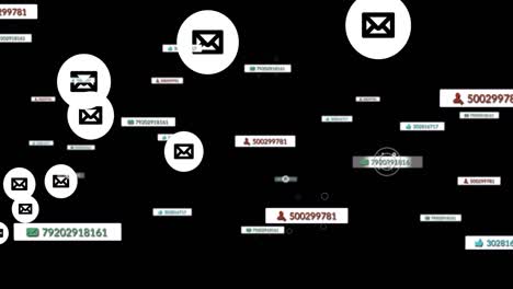 animación de iconos de redes sociales que caen sobre un fondo oscuro
