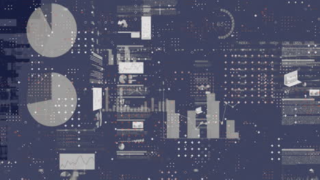 animation of stock market and spots over diagrams and data processing