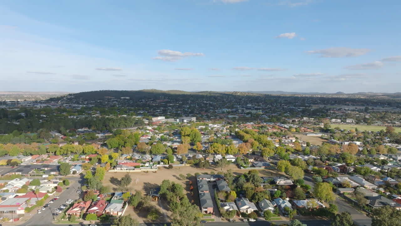 Aerial: Drone wide shot of Wagga Wagga in New South Wales, Australia