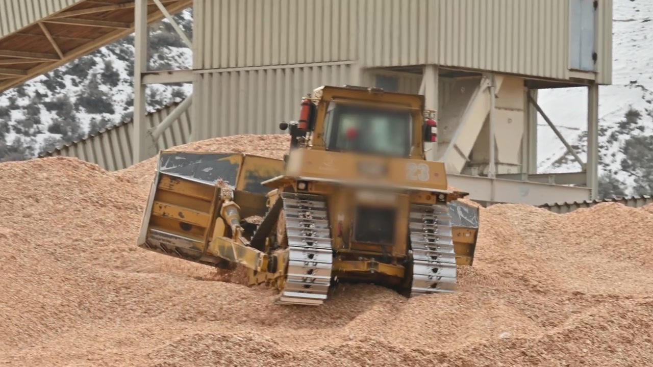 Segatura e acciaio: pulizia efficiente con bulldozer.