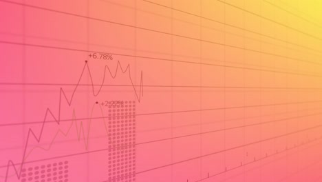 Animation-of-multiple-graphs-with-changing-numbers-over-grid-pattern-against-gradient-background