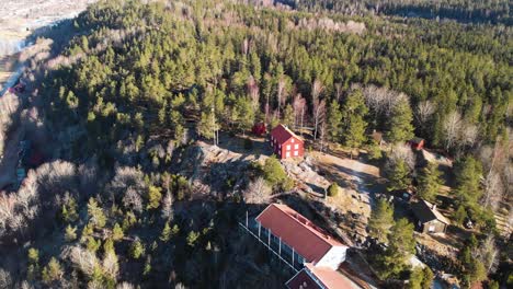 aerial view of gammelgardens open-air museum in bengtsfors, vastra gotaland county, sweden