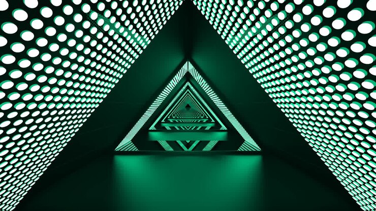 Turquoise Triangle Loop Futuristic Artistic Background Tunnel