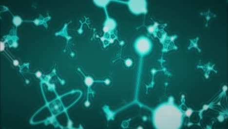 Animation-of-multiple-3d-glowing-turquoise-molecules-