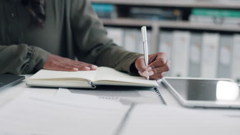 Business,-hands-and-woman-writing