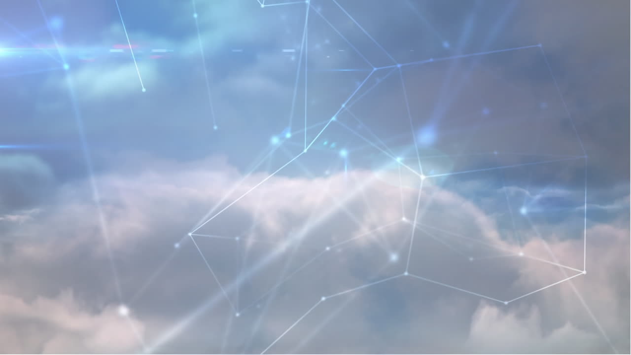Animation of network of connections over sky