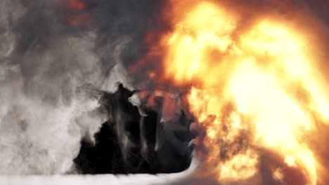 the strongest wave of fire with lots of black smoke. a strong flame with thick smoke. fire with black smoke on isolated background. animation on the background with alpha channel.