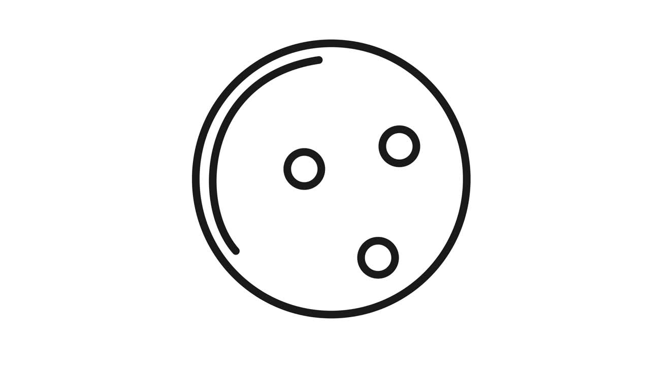 animación gráfica de una pelota de bolos dibujada a mano. elemento 4k con canal alfa