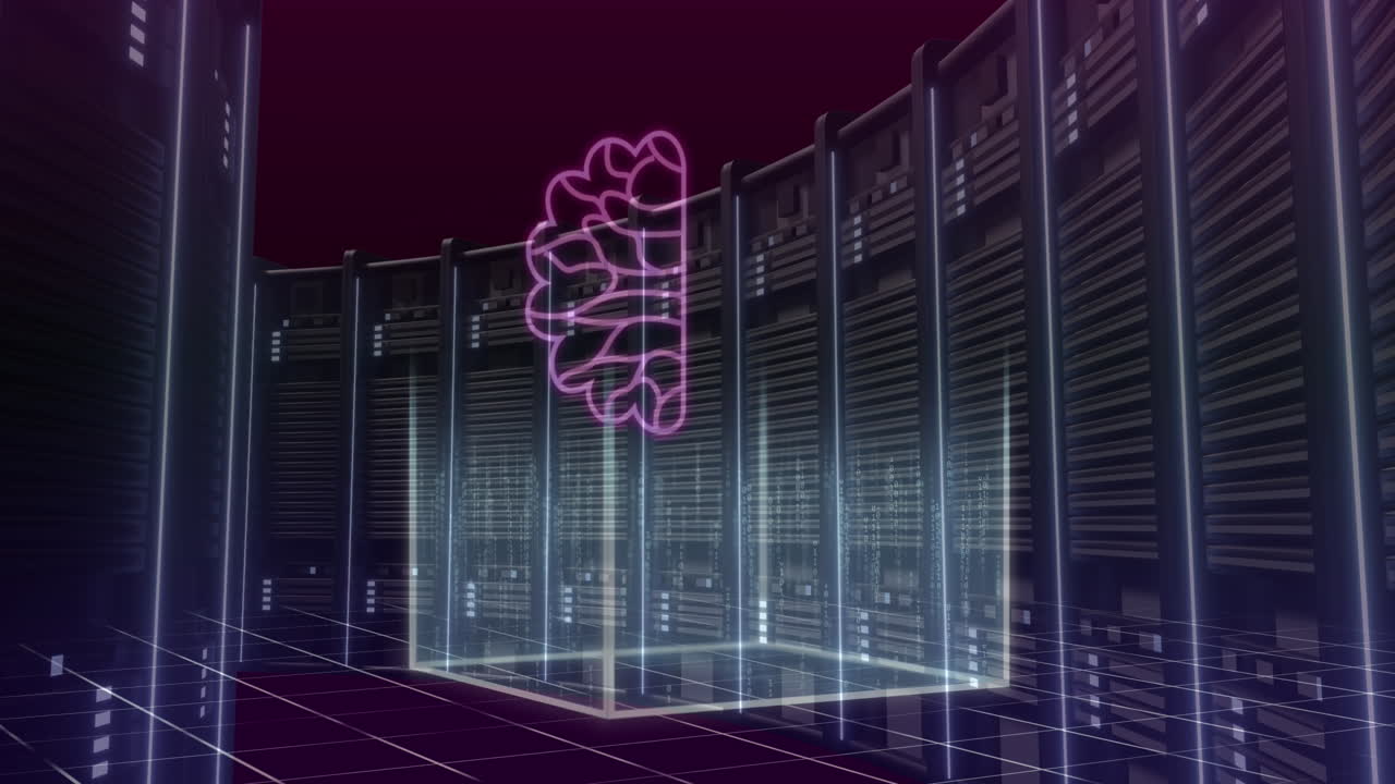 Animation of ai data processing over computer servers