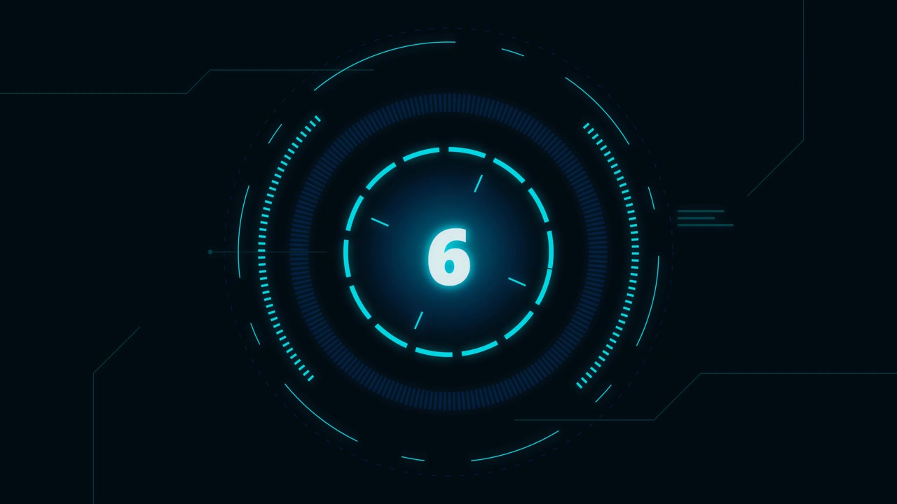 Digital Countdown Timer with Futuristic HUD Interface