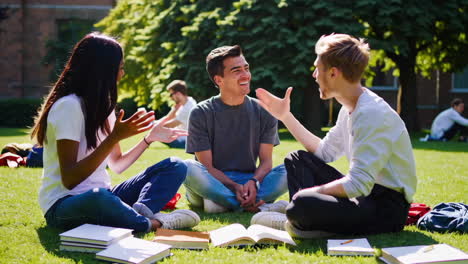 students studying and relaxing on campus