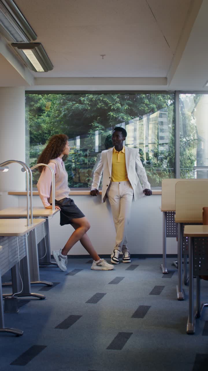 Students discussing in a classroom