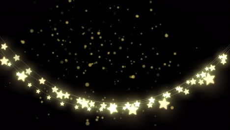 animation of star shape christmas lights on black background