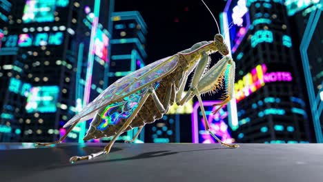 Cyberpunk Mantis in Neon City