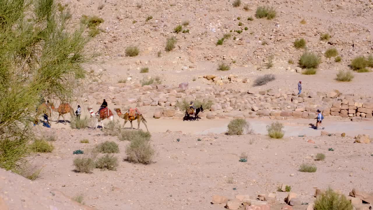 Tourists Exploring Ancient Ruins in the Desert