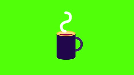 vector design of a hot coffee mug on green screen background