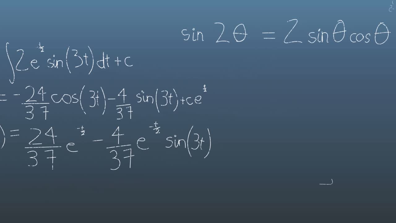 animación del procesamiento de datos matemáticos sobre un fondo azul