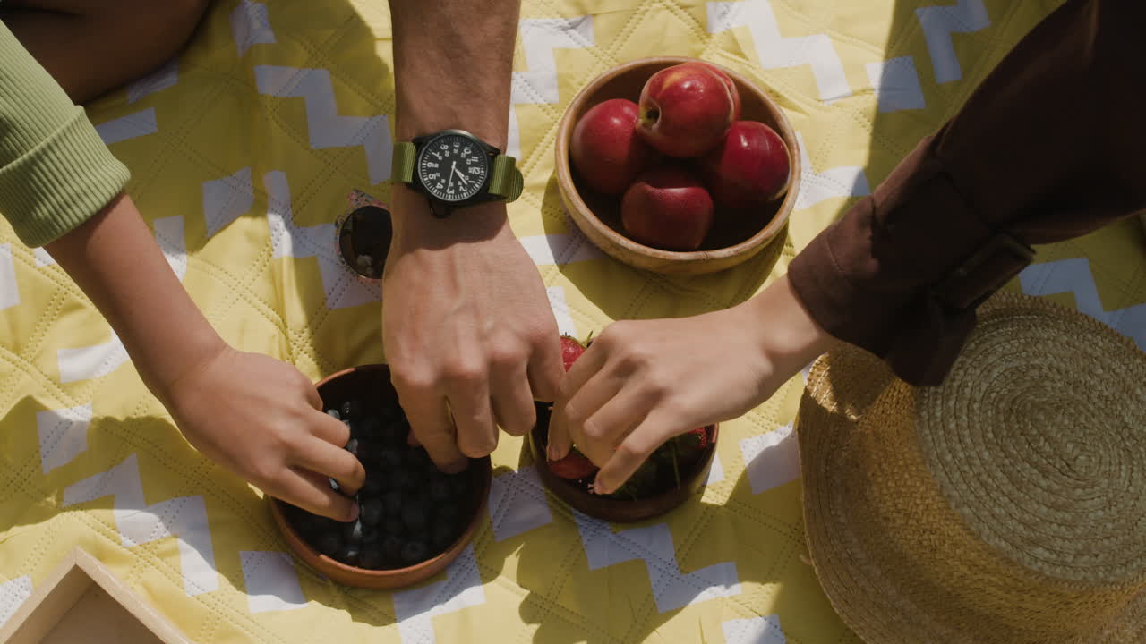 Picnic with fresh fruits