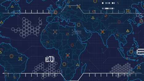 animación del mapa del mundo y procesamiento de datos