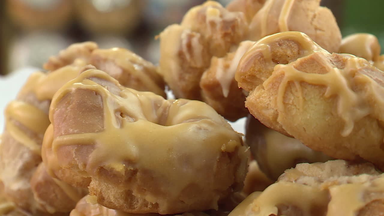 Close-up of Stacked Glazed Donuts