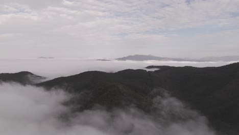 beautiful landscape, aerial view of mist and mountains