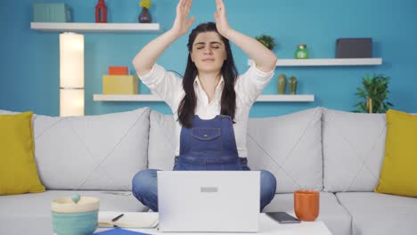 Woman-meditating-looking-at-camera.