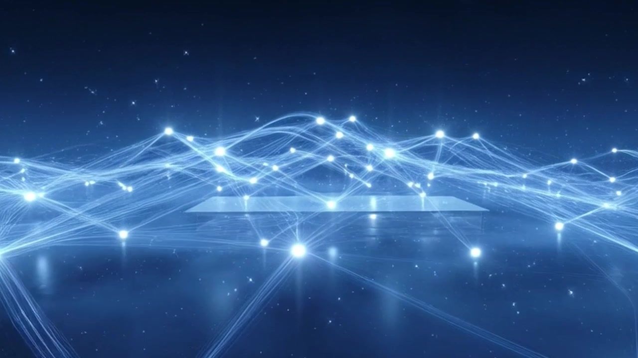 Abstract Digital Network Connection with Glowing Nodes and Lines