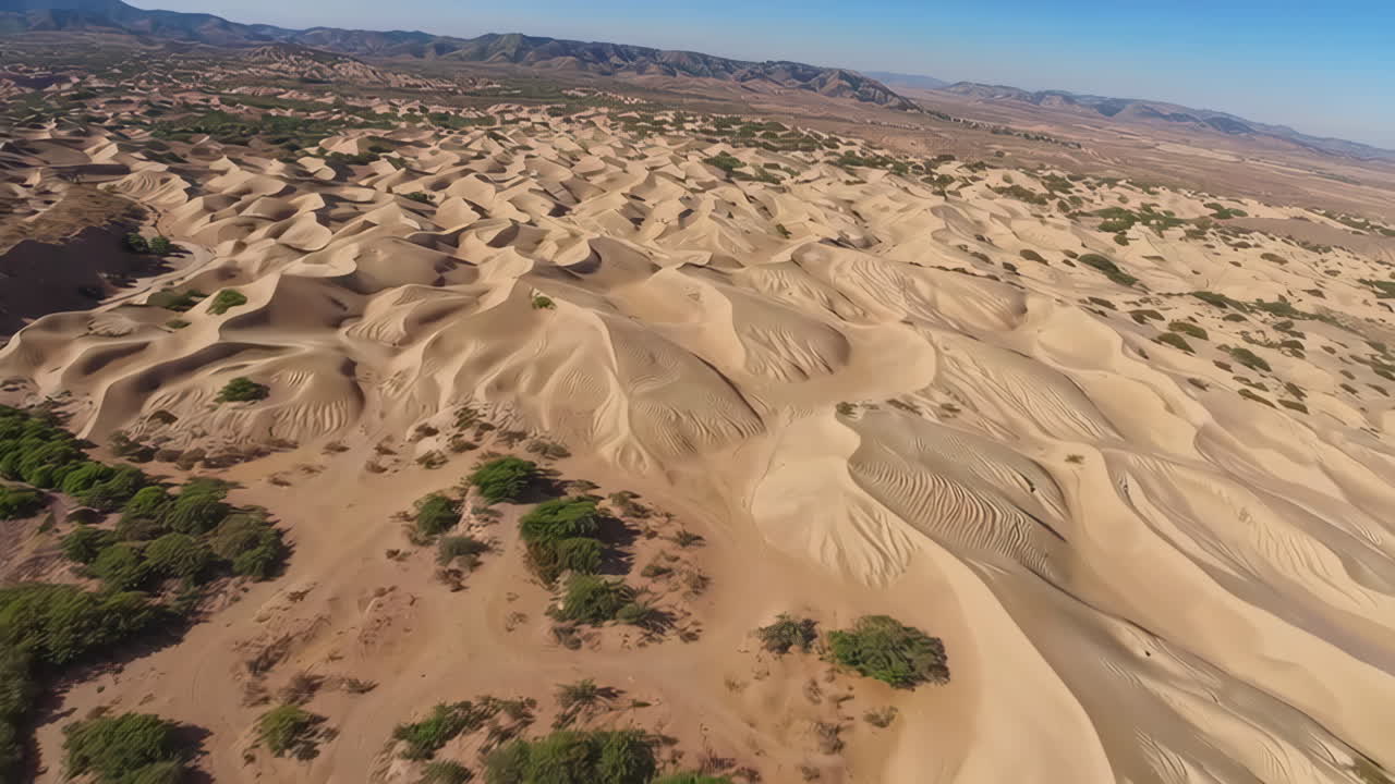Aerial View of Expansive Sand Dunes in a Desert Landscape