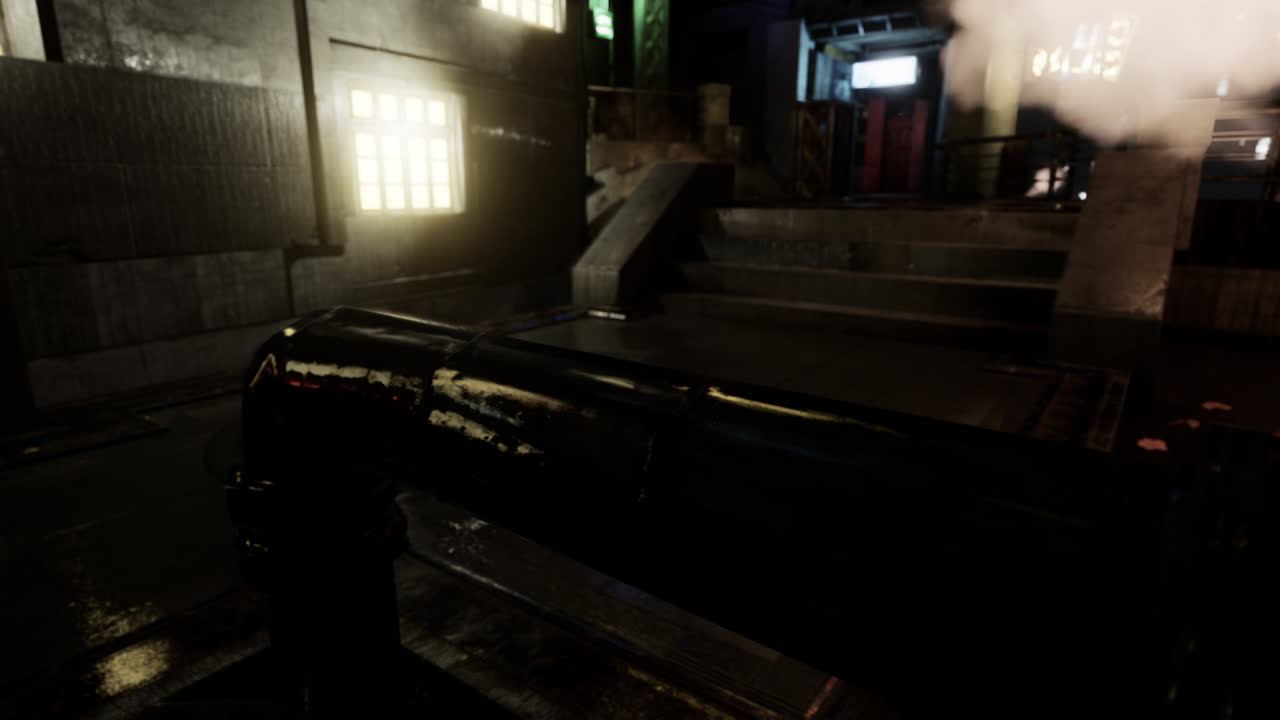 calle urbana industrial brumosa paisaje nocturno de la ciudad