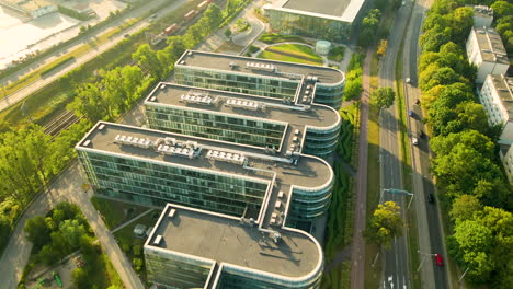 aerial view of pomeranian science and technology park building in gdynia, poland