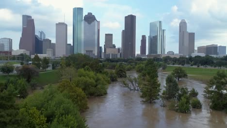 Aerial-of-Heavy-flooding-in-Houston,-Texas-after-Hurricane-Harvey