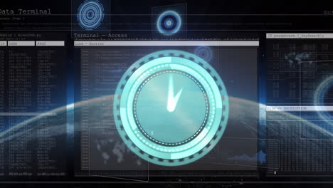 animación del reloj y el procesamiento de datos financieros en todo el mundo