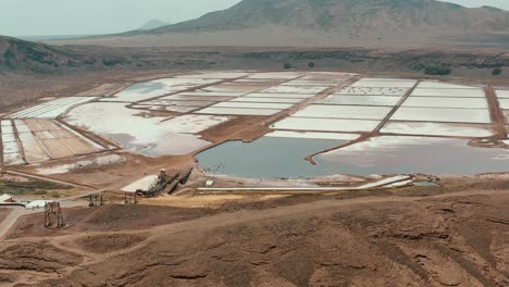Salt Ponds In Pedra de Lume, Island Of Sal, Cape Verde - Aerial Drone Shot